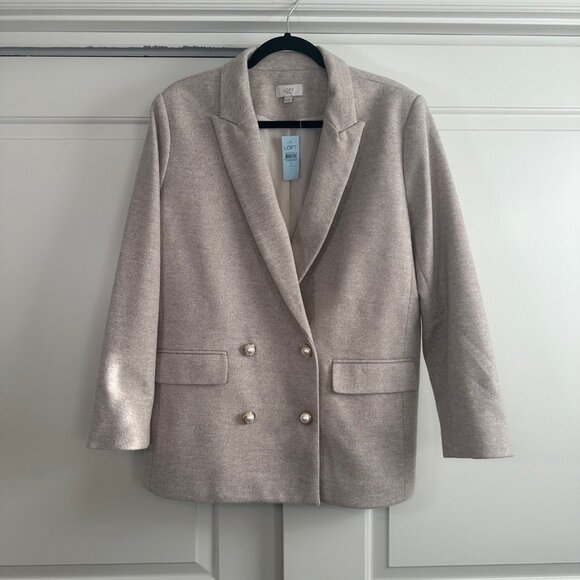 Brushed Herringbone Double Breasted Blazer 18 Petite - NEW - Picture 4 of 13